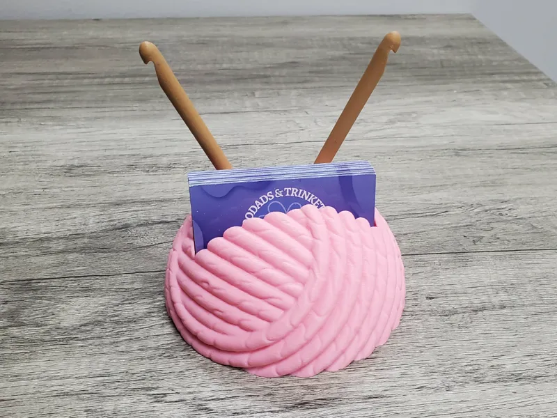 Yarn and Needle Themed Business Card Stand/ Holder