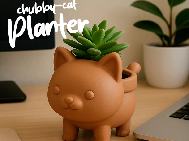 Cute chibi cat planter