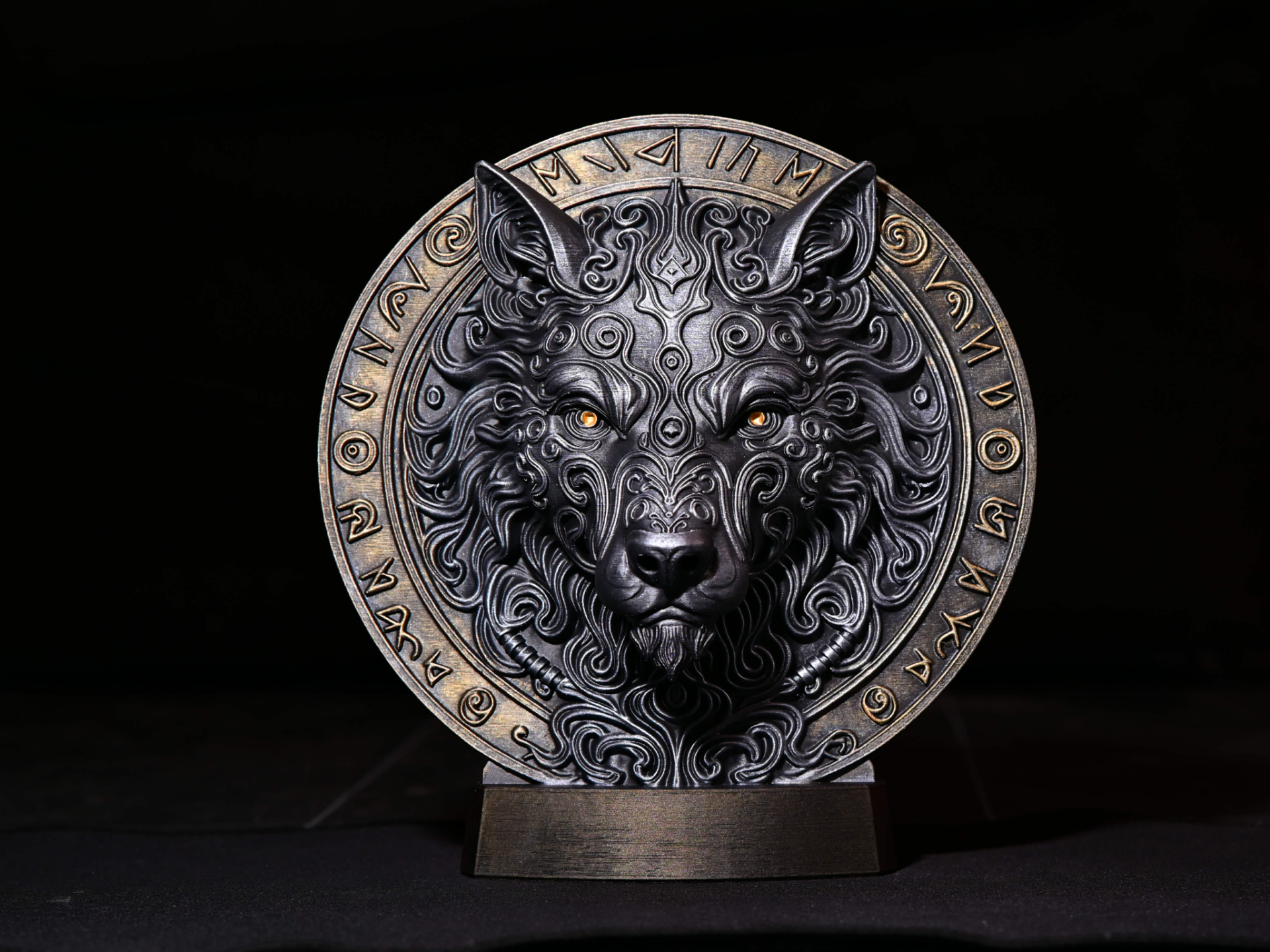 Wolf Head Wall Relief – Viking Runes