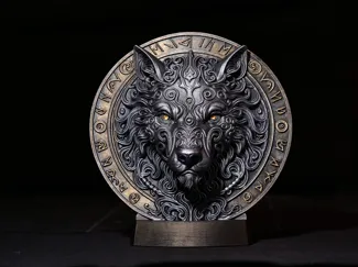 Wolf Head Wall Relief – Viking Runes