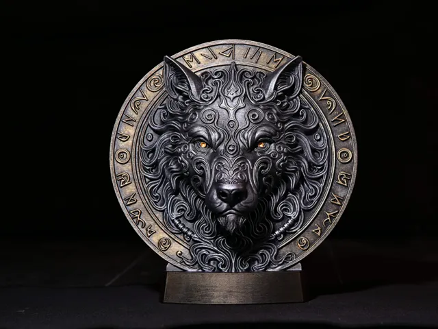 Wolf Head Wall Relief – Viking Runes