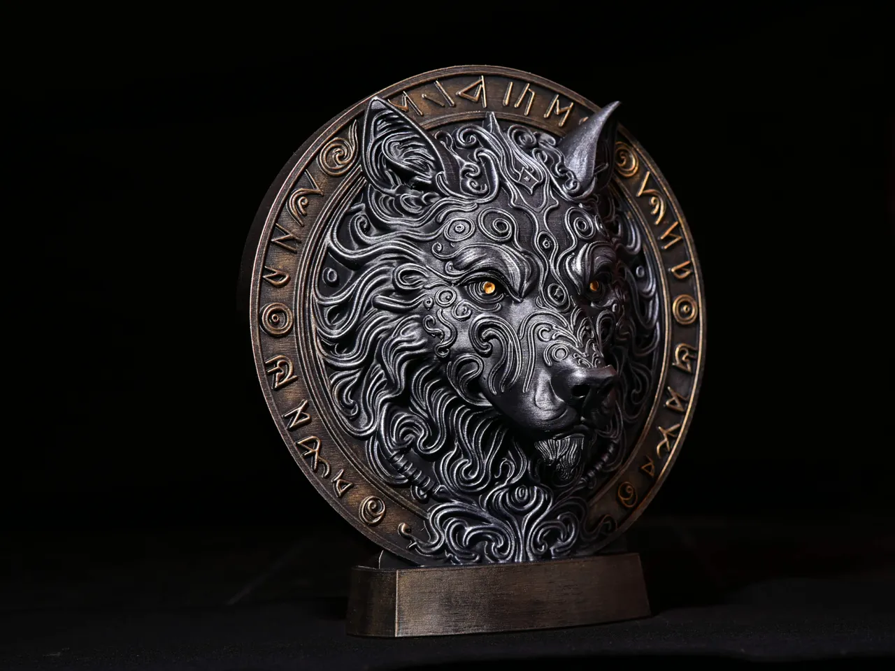 Wolf Head Wall Relief – Viking Runes view 4