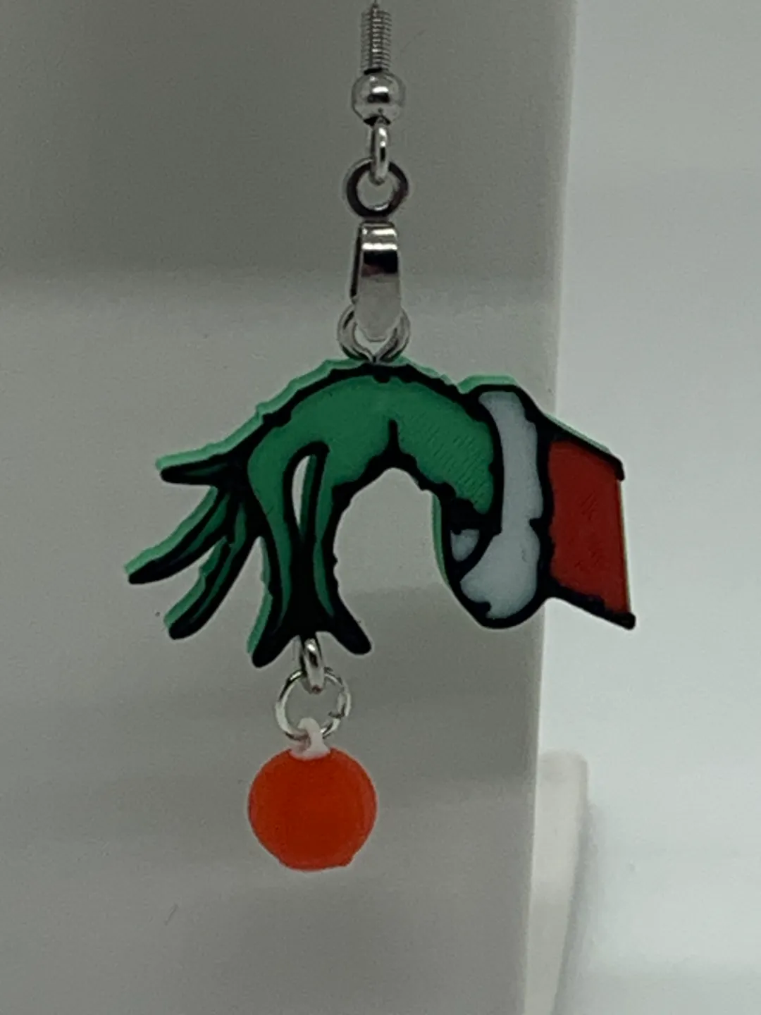 Grinch Stealing Ornament Christmas Earrings view 2