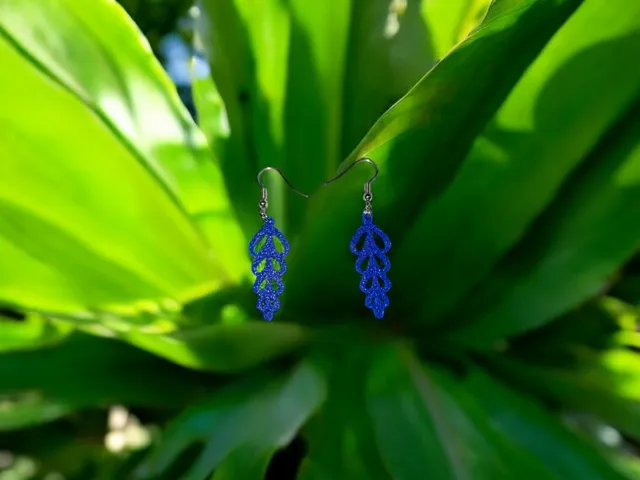 Blue plant earrings
