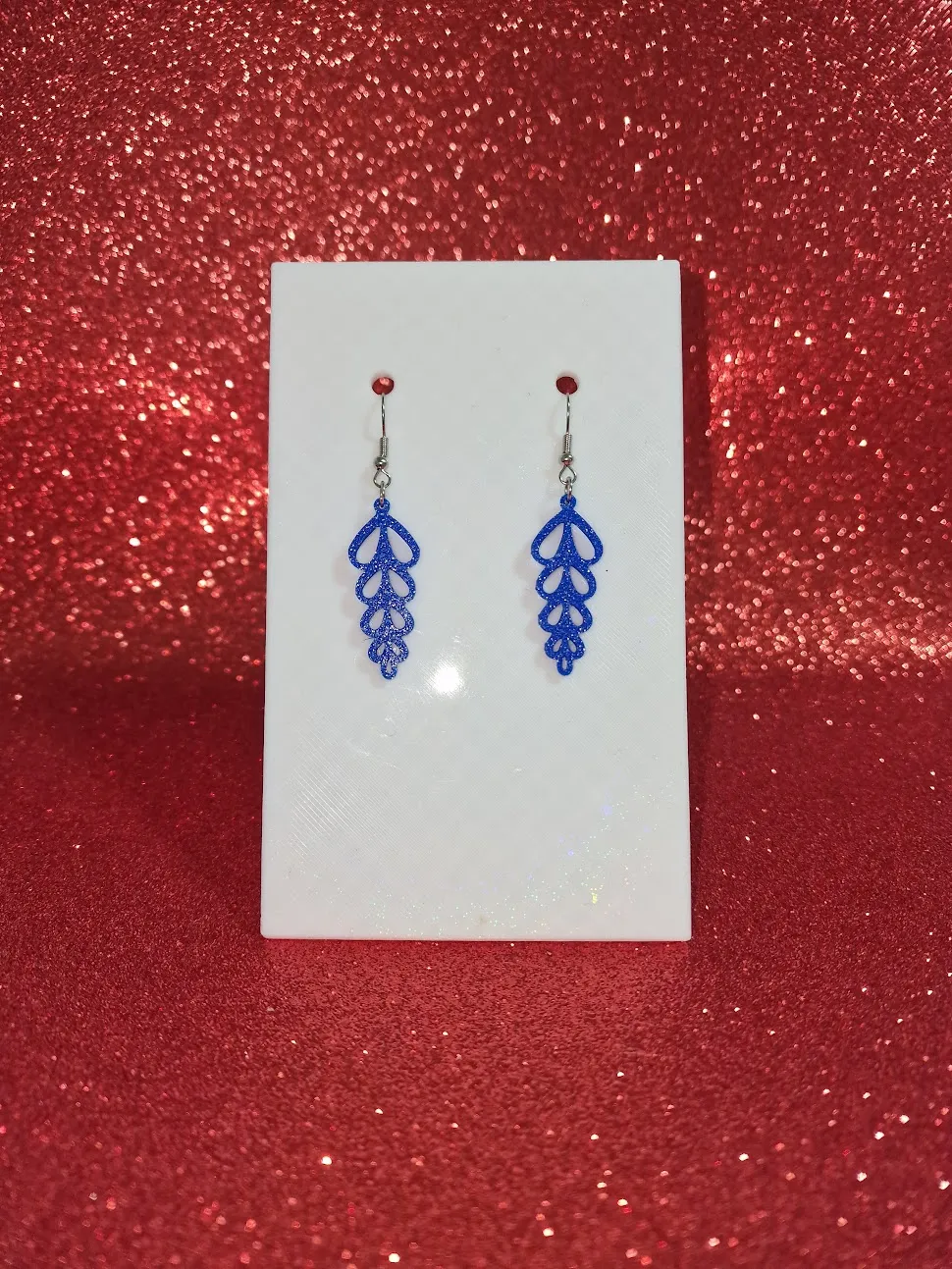 Blue plant earrings view 2