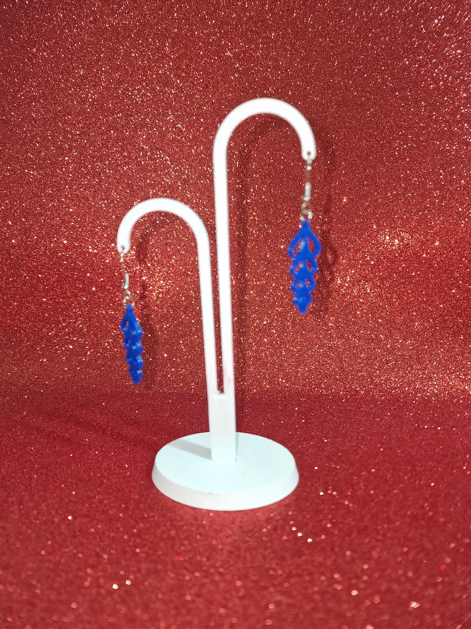 Blue plant earrings view 3