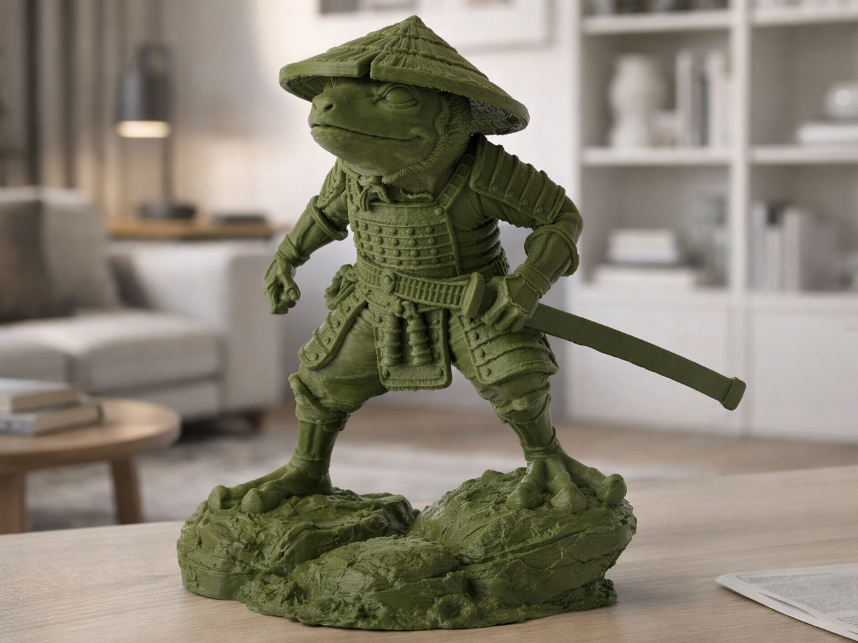 Samurai Ronin Frog Sculpture Funny Warrior Decor