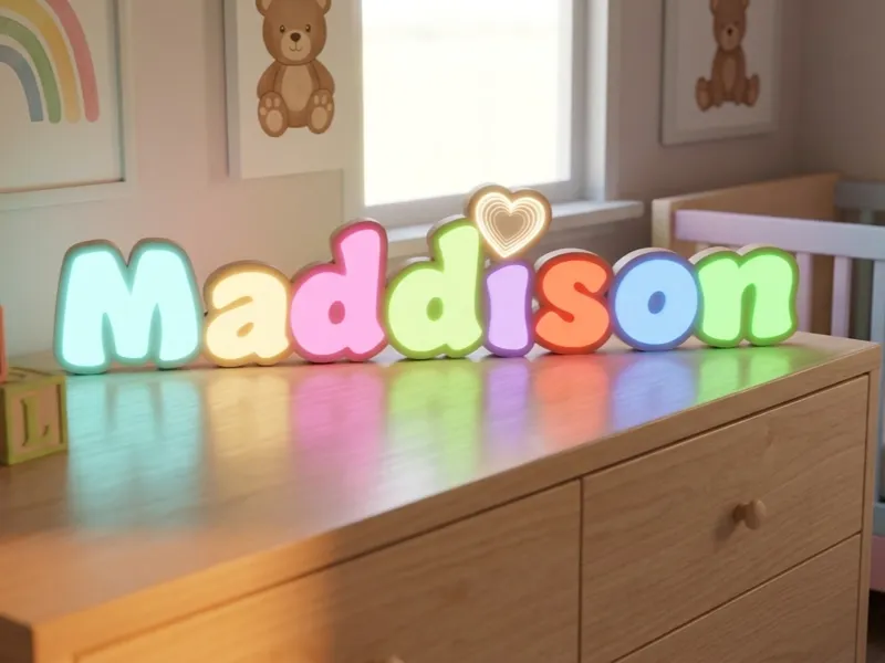Namenlampe Maddison | LED Lampe im Kinderzimmer