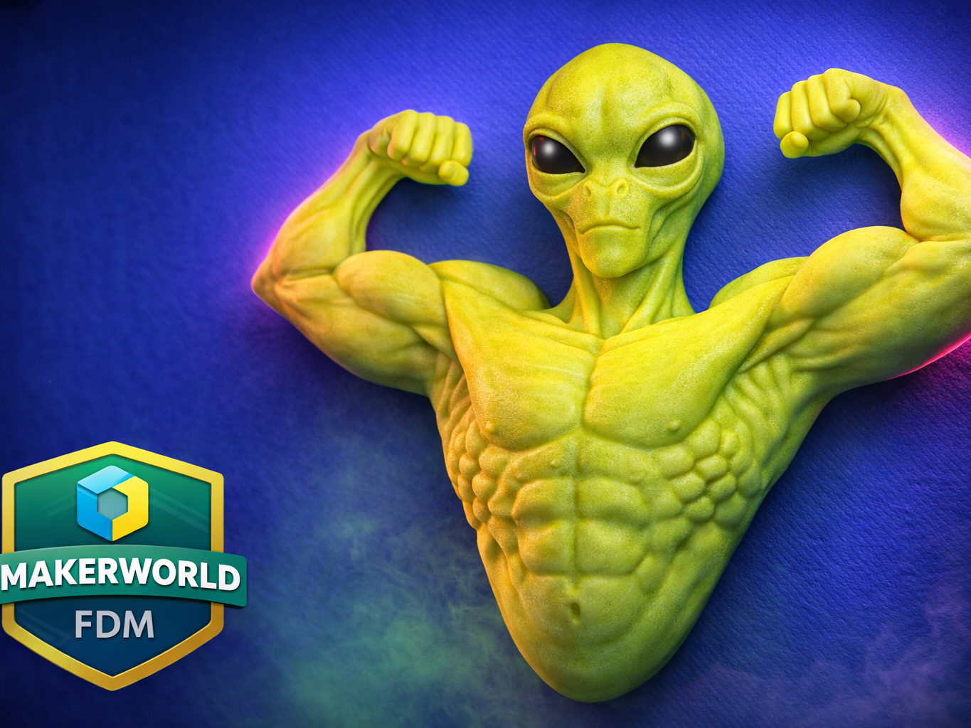 Buff Alien Wall Mount - Flexing Wall Decor-3 Sizes