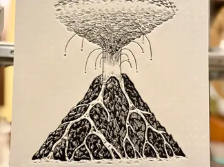 Volcano eruption - Vintage engraving style