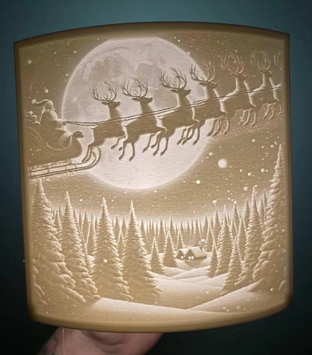 Le Père Noël et son traîneau — lithophane