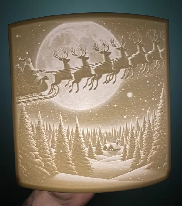 Le Père Noël et son traîneau — lithophane
