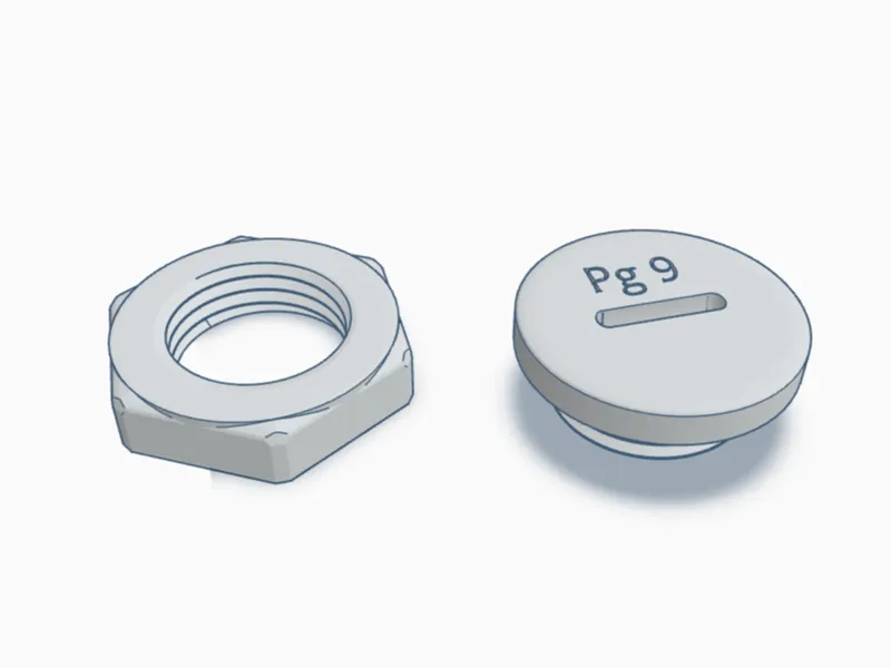 Pg9 Cable Gland Blanking Plug and counternut
