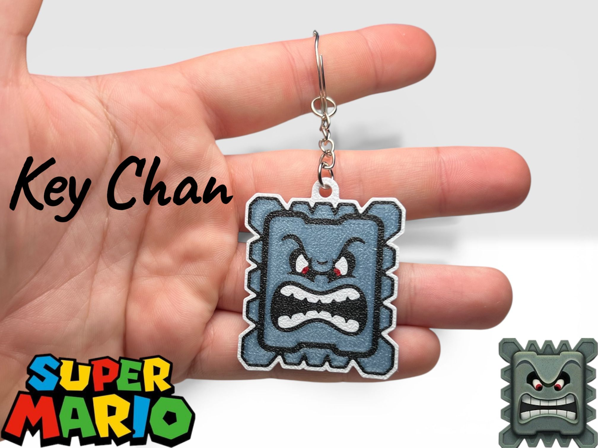Thwomp Keychain – Super Mario Inspired