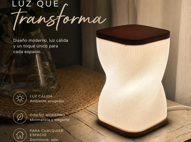 LUZ DE MESA CUADRADA EN ESPIRAL