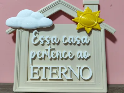 Decorative plaque with religious phrase for home. 