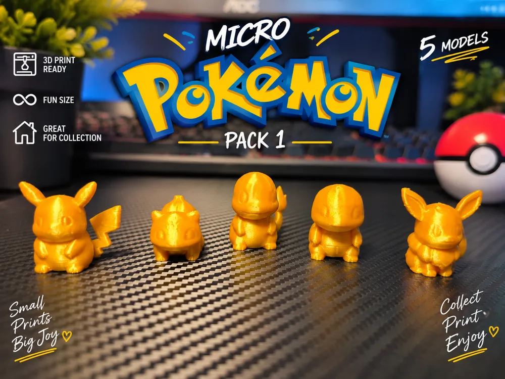 Micro Pokemon Pack #01 - Free 3D Print Model - MakerWorld