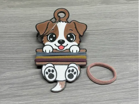 Accesorio para sujetar ligas de cabello: Puppy Hair Tie Holder Keychain — referencia de MakerWorld