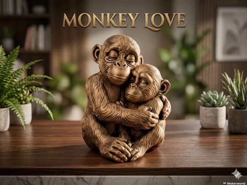 Monkey Love cute sculpture