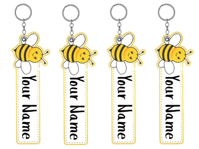 Bee Cute Back-to-School Kid Name Tag Keychain 