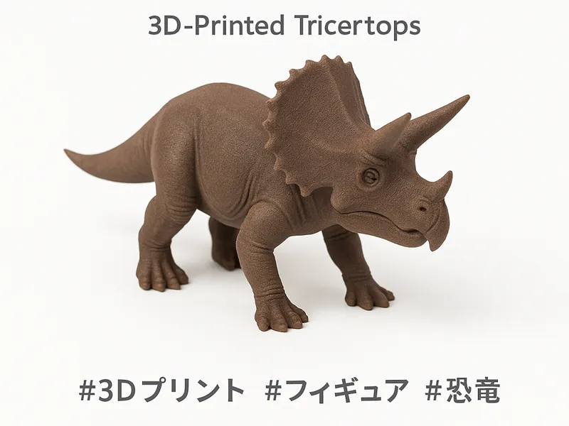 木調3Dプリント・トリケラトプスフィギュア