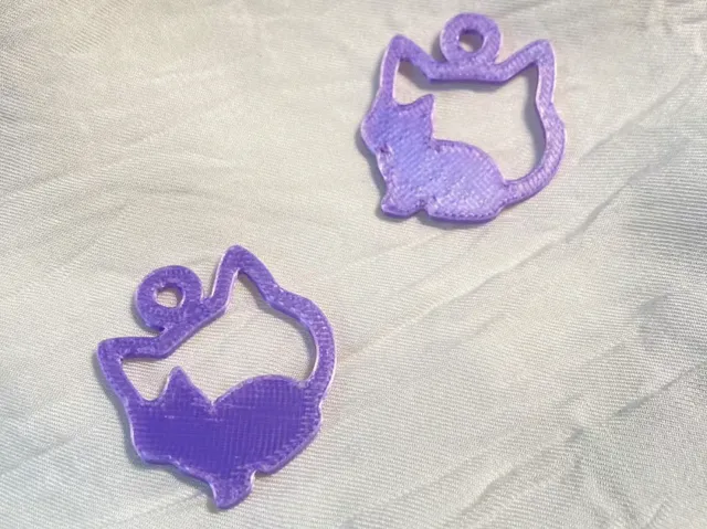 猫线条轮廓耳环