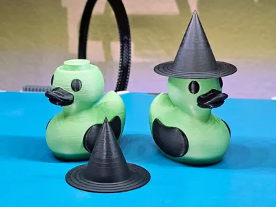 Witch Duck, hat prints separately & snaps on