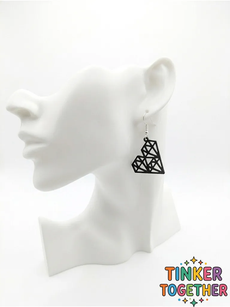 Diamond heart earrings view 3
