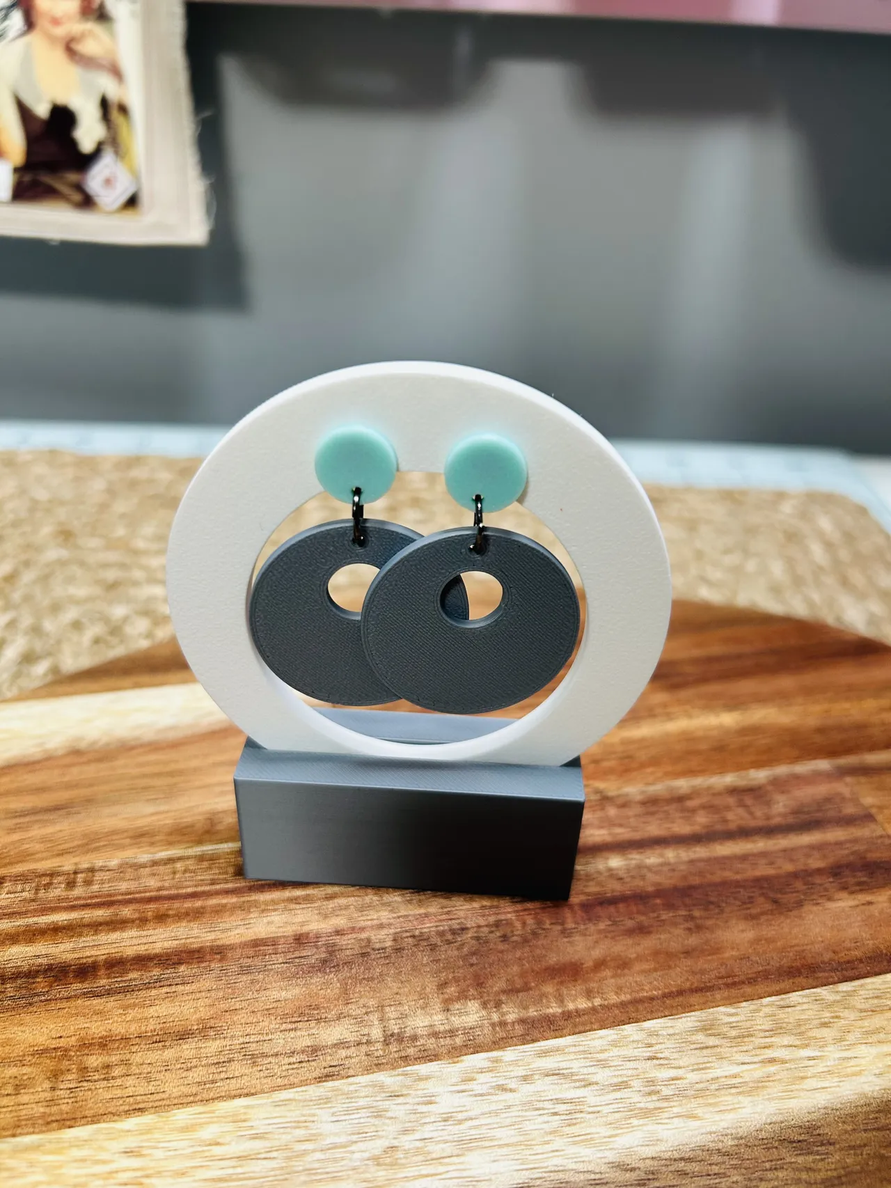 retro round 80's earrings view 2
