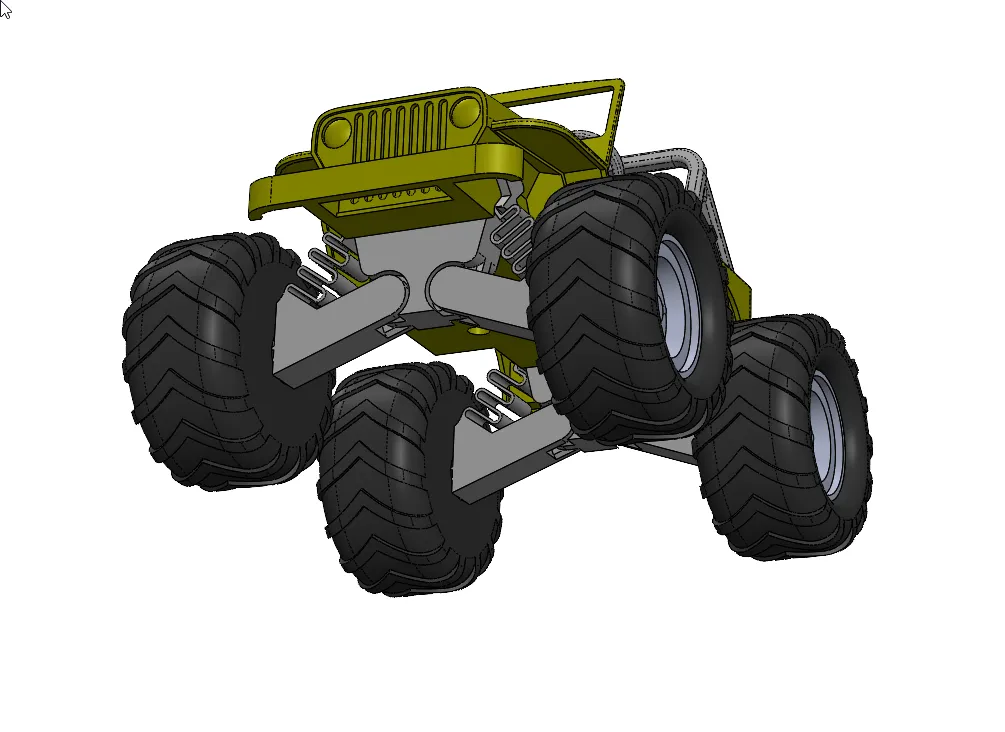 Willys Jeep, monster truck with suspension view 3
