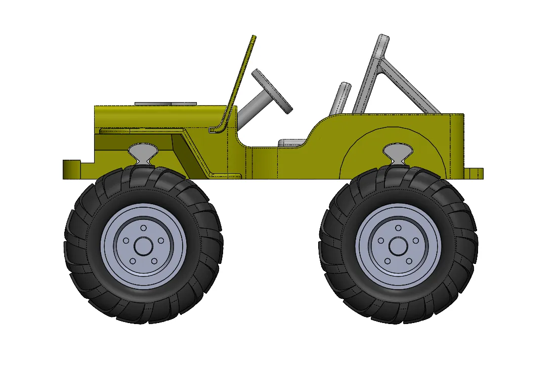 Willys Jeep, monster truck with suspension view 4