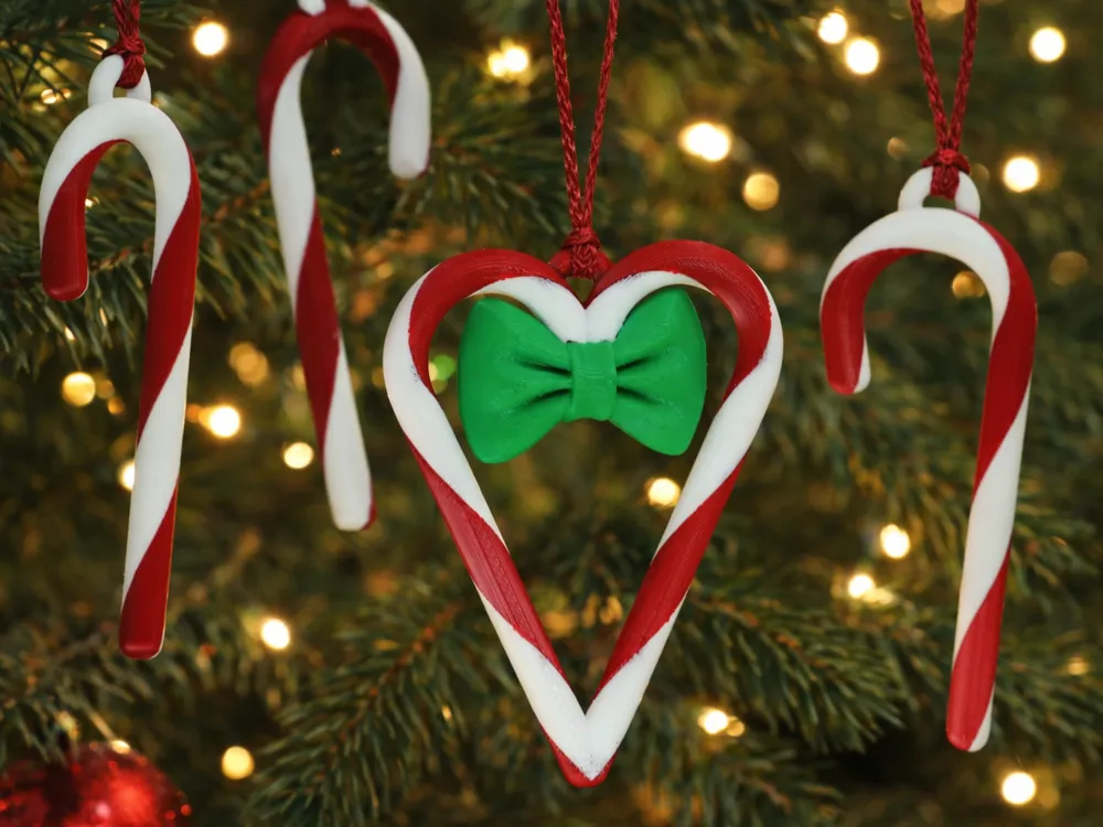 3Dプリント キャンディケインハート – クリスマスツリーオーナメント