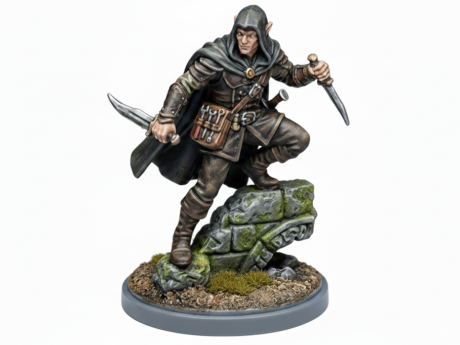 Rogue Elf Male D&D Miniature (47mm)