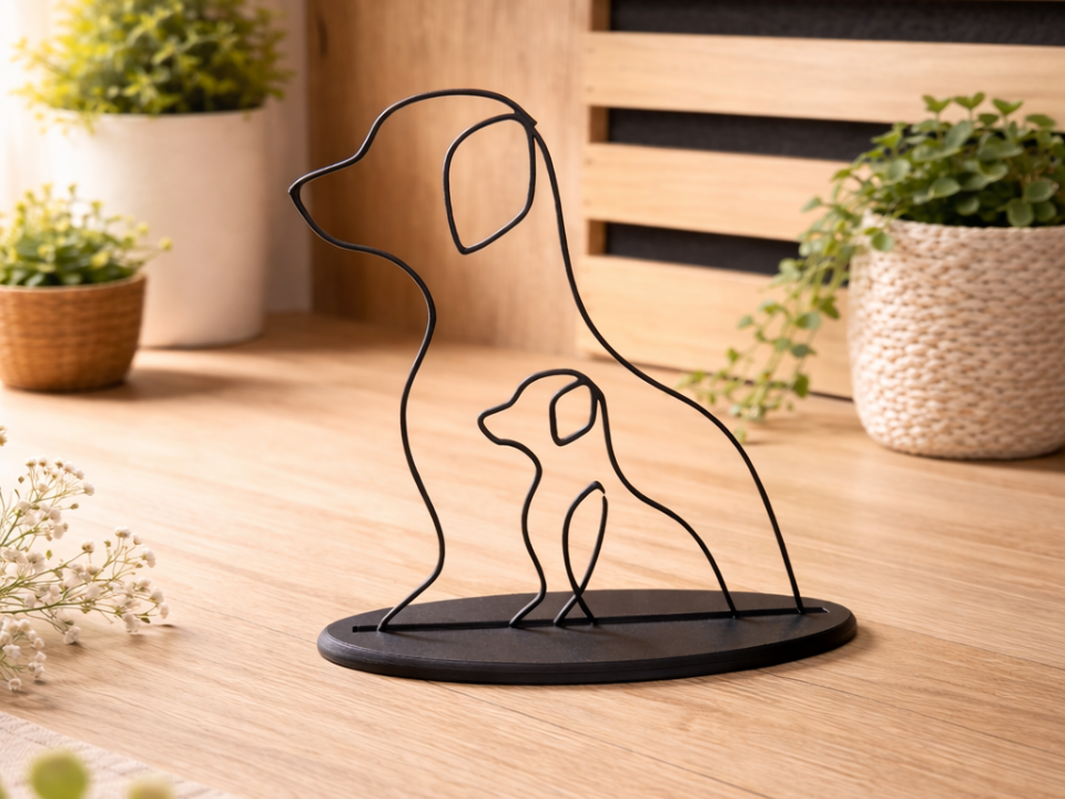 Zeitlose Liebe–Minimalistische Hundeskulptur Decor