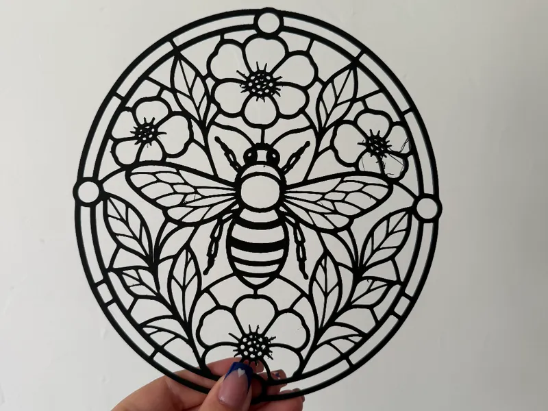 Décoration murale effet Vitrail - Abeille et fleur