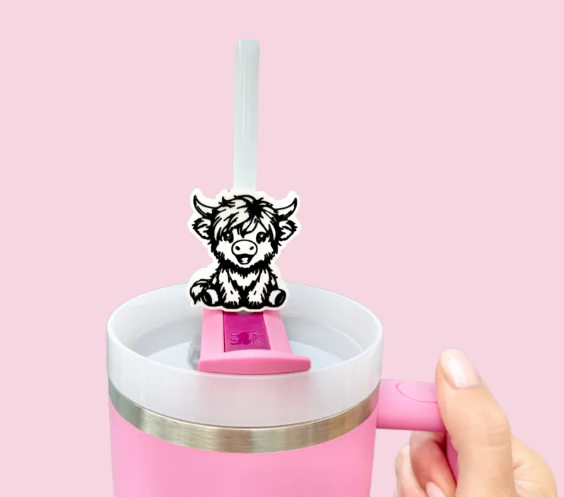 Highland Cow Straw Topper | 10mm Tumbler Accessory