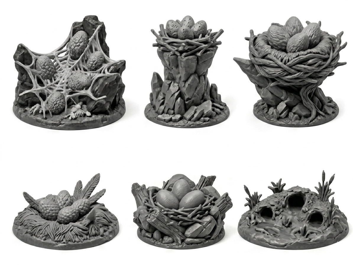 Miniature Scatter Terrain -Fantasy Beast Nests Set
