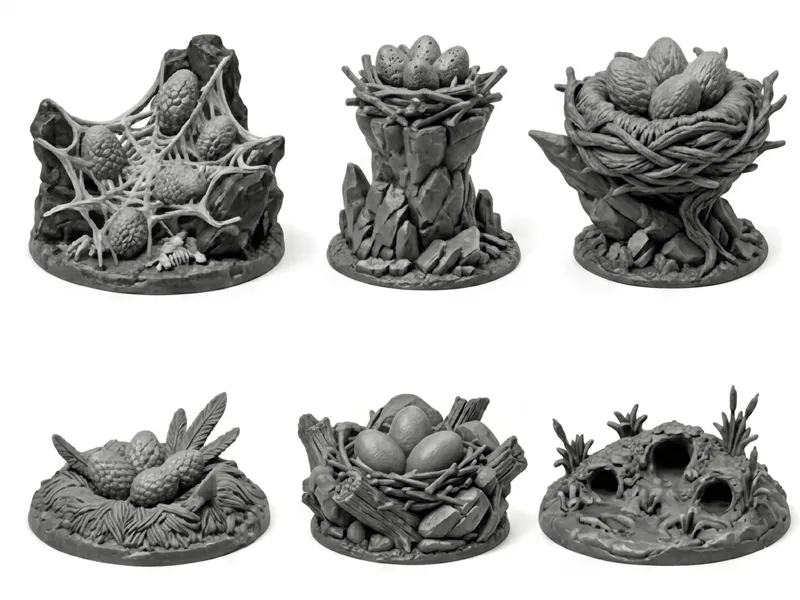 Miniature Scatter Terrain -Fantasy Beast Nests Set