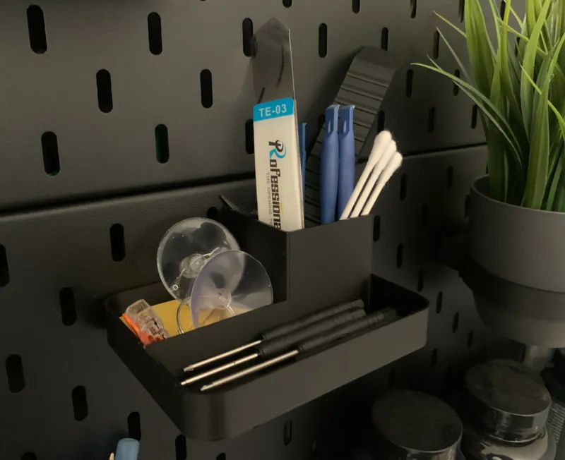 SKADIS-Tray with 2 sections & upright storage cup