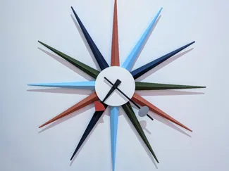 Mid Century Modern Retro Starburst Wall Clock