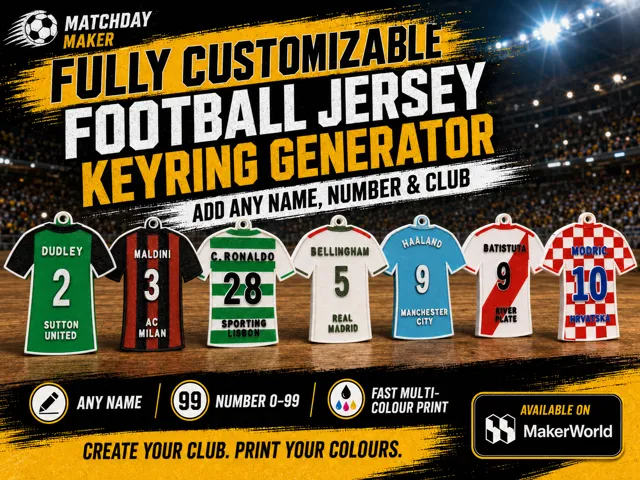 Customisable Parametric Football Jersey Keyring