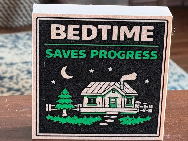 Bedtime Saves Progress Stardew Valley Art Sign