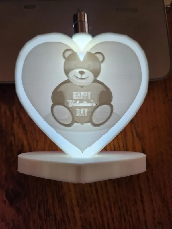 Coeur lumineux lithophane - Saint-Valentin