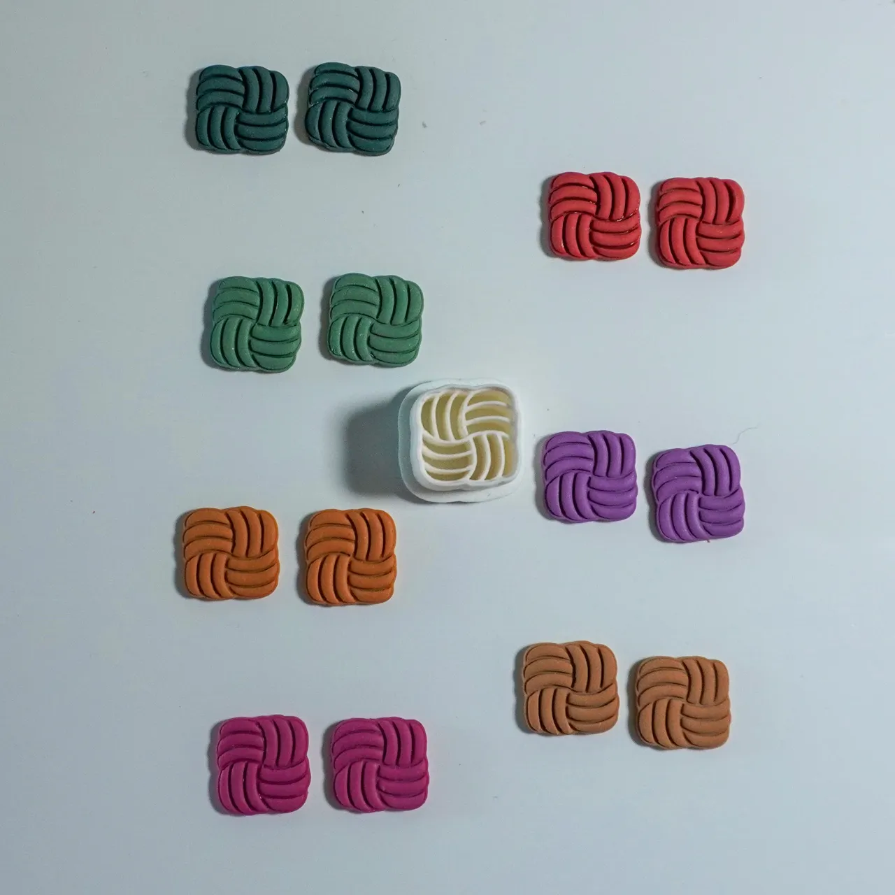 Square Ornamental Polymer Clay Cutter Earrings view 4