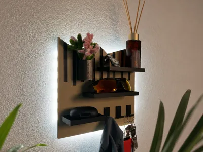 Modern LED Wall Organizer – Shelf & Key Holder