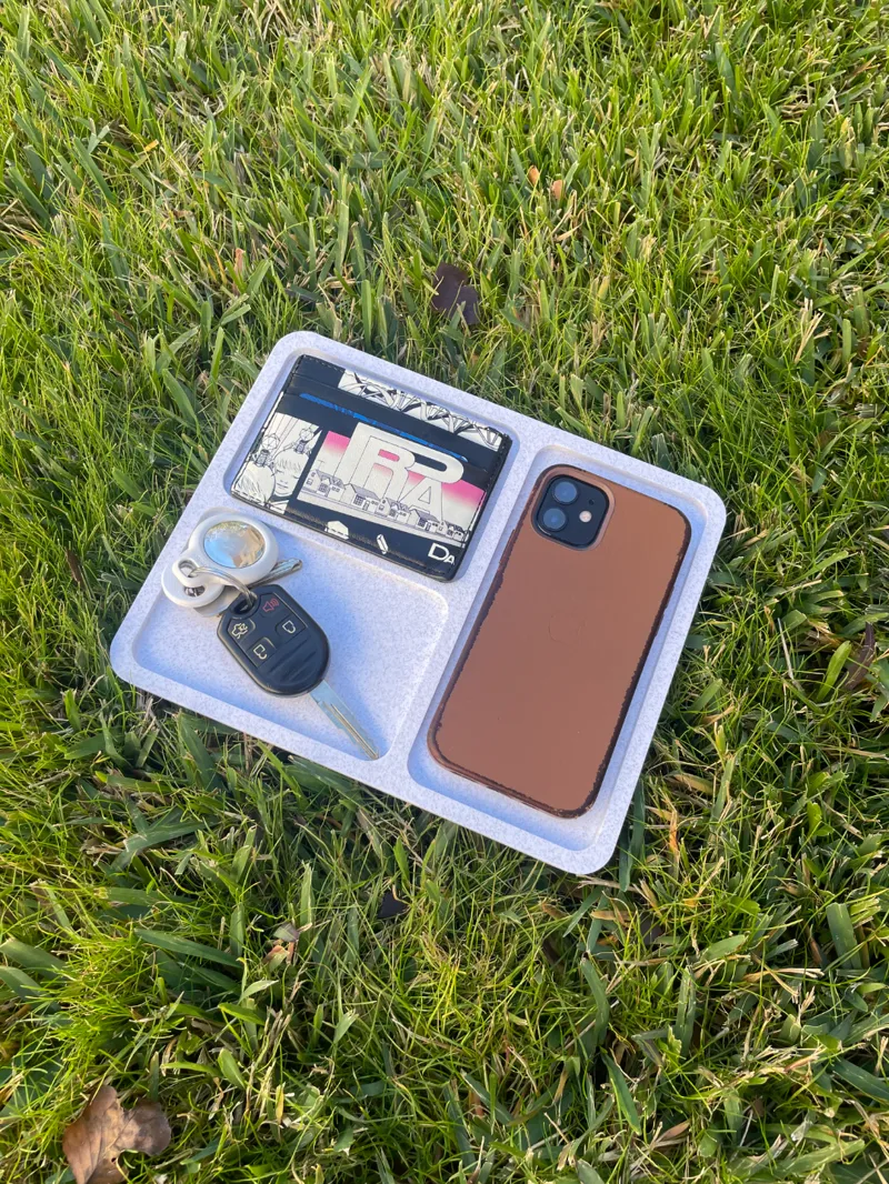 Modern catch-all tray, desk organizer for phone, wallet, and keys