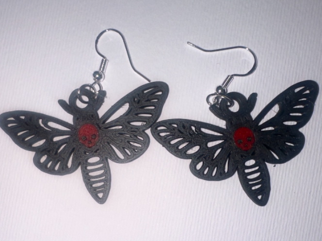 Crimson Death Moth Earrings