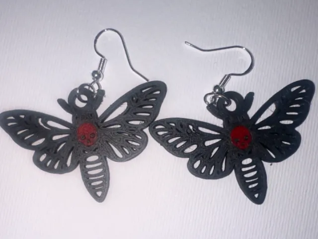 Crimson Death Moth Earrings