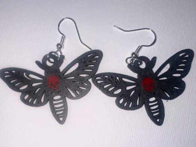 Crimson Death Moth Earrings