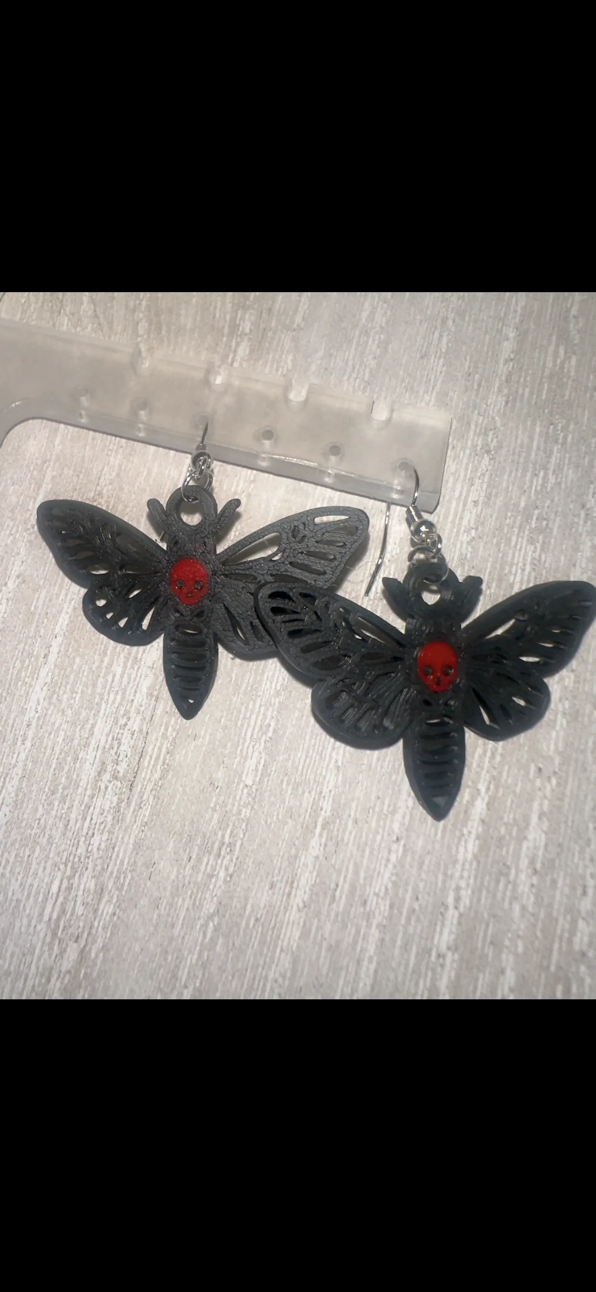 Crimson Death Moth Earrings view 2